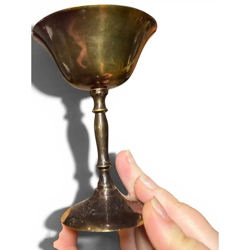 Vintage Solid Brass Chalices | Set of 3 | Mid-Century Barware
